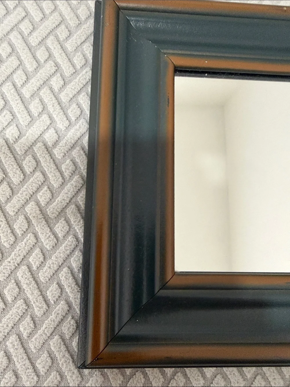 DEXSA Vintage Square Accent Wood Mirror Dark Green with Brown Trim 8”x8”x0.75”